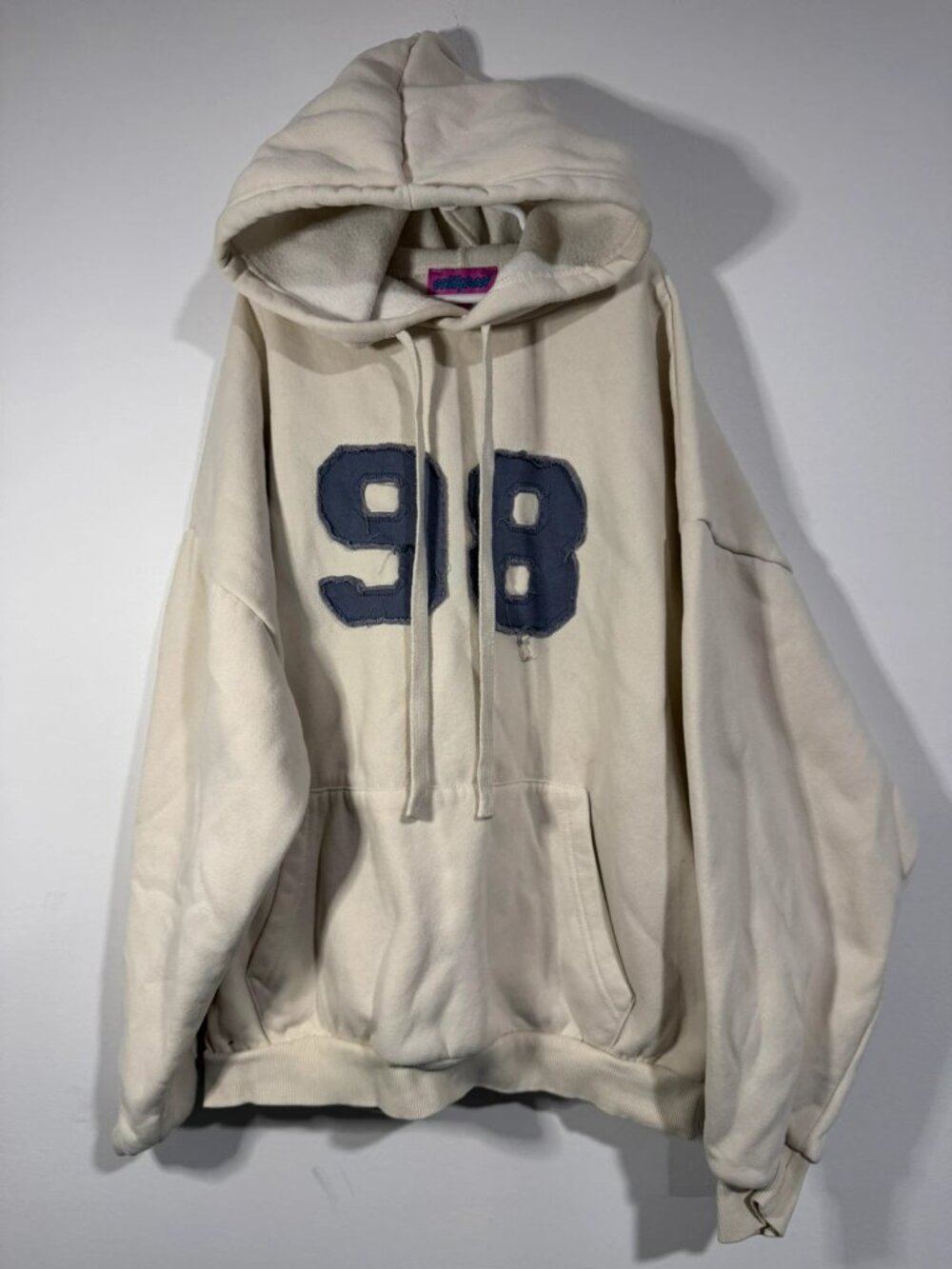 Edikted Hoodie Women’s XS Ivory Cream Oversized 98 Graphic Pullover